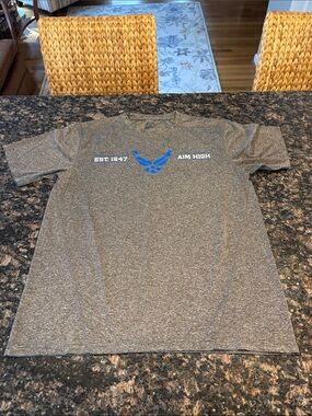 J. America Gray Short Sleeve Tee with Blue Emblem